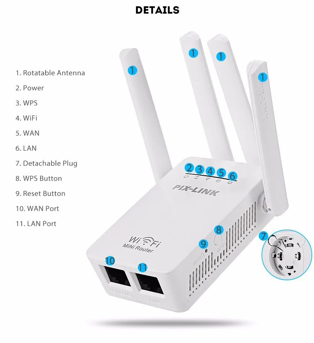 wifi extender 300Mbps 2.4GHz Home Wireless WiFi Router Repeater Booster Range Extender Expander
