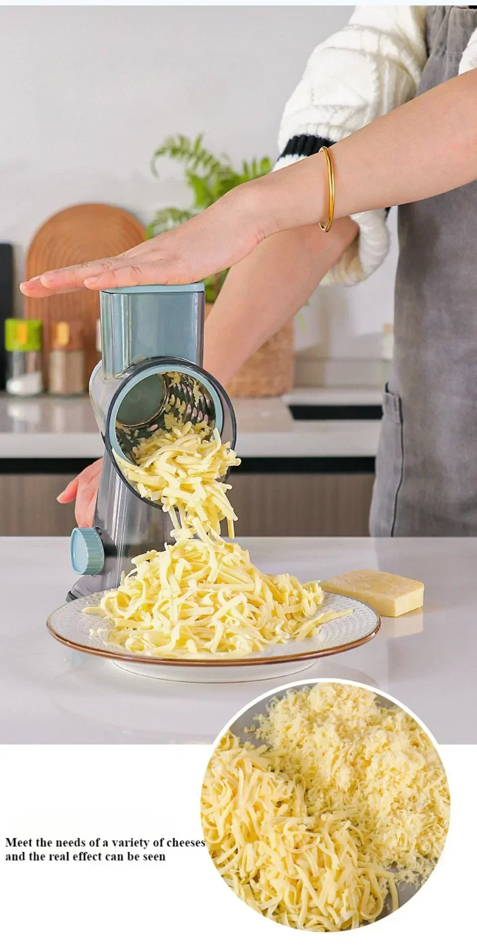 Multi-functional Vegetable Slicer Manual Spiralizer Vegetable Cutter  Hand Cranked Rotary Cheese Grater Shredded Kitchen Tools