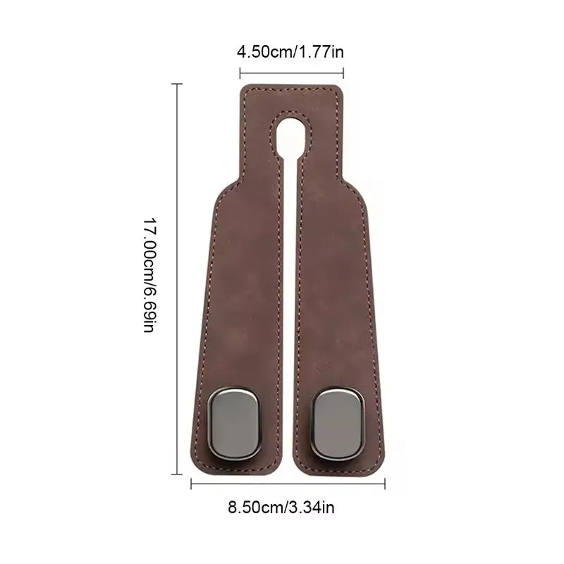 Universal Metal Car Seat Headrest Hook 2 in 1 Soft Leather Car Seat Back Hook for Purse Bag Backpack Double Hook Car Seat Hanger