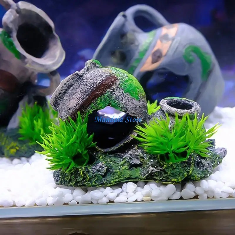 U2JC Fish Shrimp Tanks Broken Crock Ornaments Aquariums Landscaping Figurine