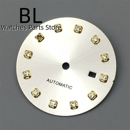 BLIGER 24.5mm Watch Dial Hand Set Sunburst Gray Rose White Mother Pearl Dial Roman Diamond Index Fit NH05 Movement Women Watches