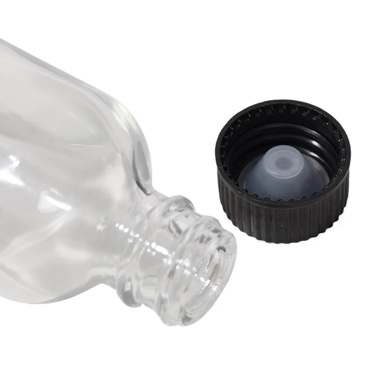 6 Pcs Small Clear Glass Bottles With Lids Glass Containers Round Bottles For Juice, Oils, Ginger Shots, Whiskey, Liquids