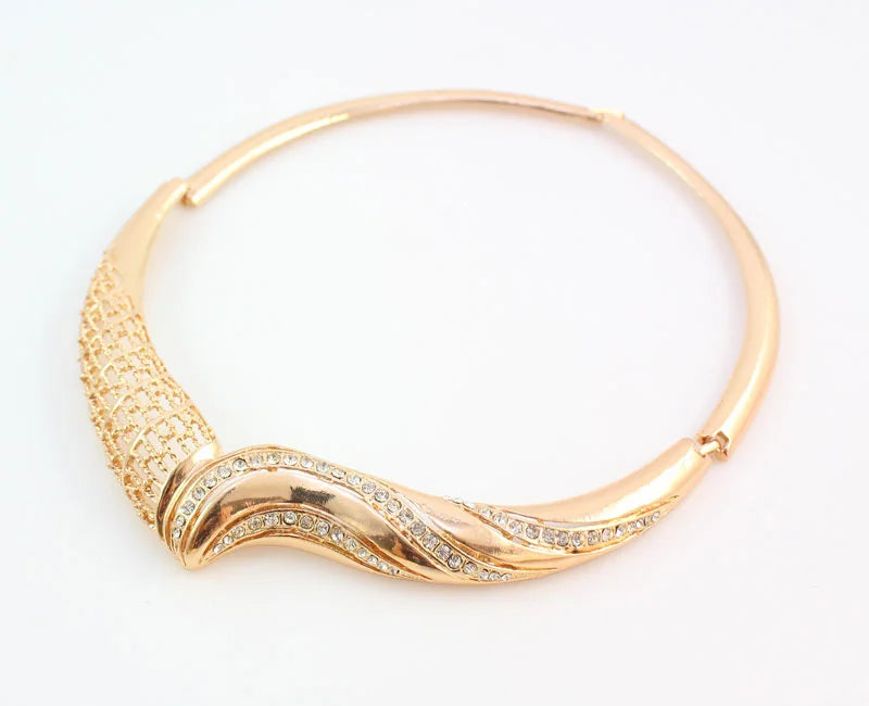 Women Jewelry Sets For Wedding Accessories African Beads Crystal Pendant Statement Dress Necklace Earrings Bracelet Ring Set