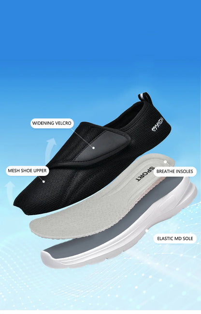 Diabetic Shoes for Men Wide Width Walking Shoes Slip-On Orthopedic Shoes for Swollen Feet Foot Pain Relief Cushion Sneakers
