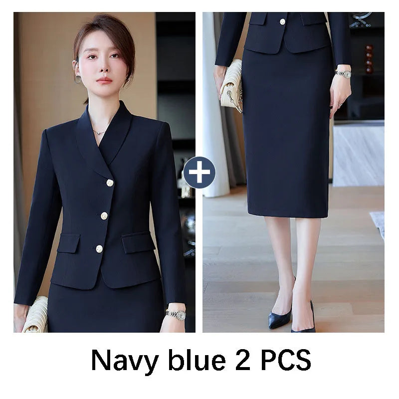 Office Skirt Sets 2 Piece for Women Long Sleeve Blazer And Skirt Formal Jacket Outfits for Business Wedding Sets for Women Guest