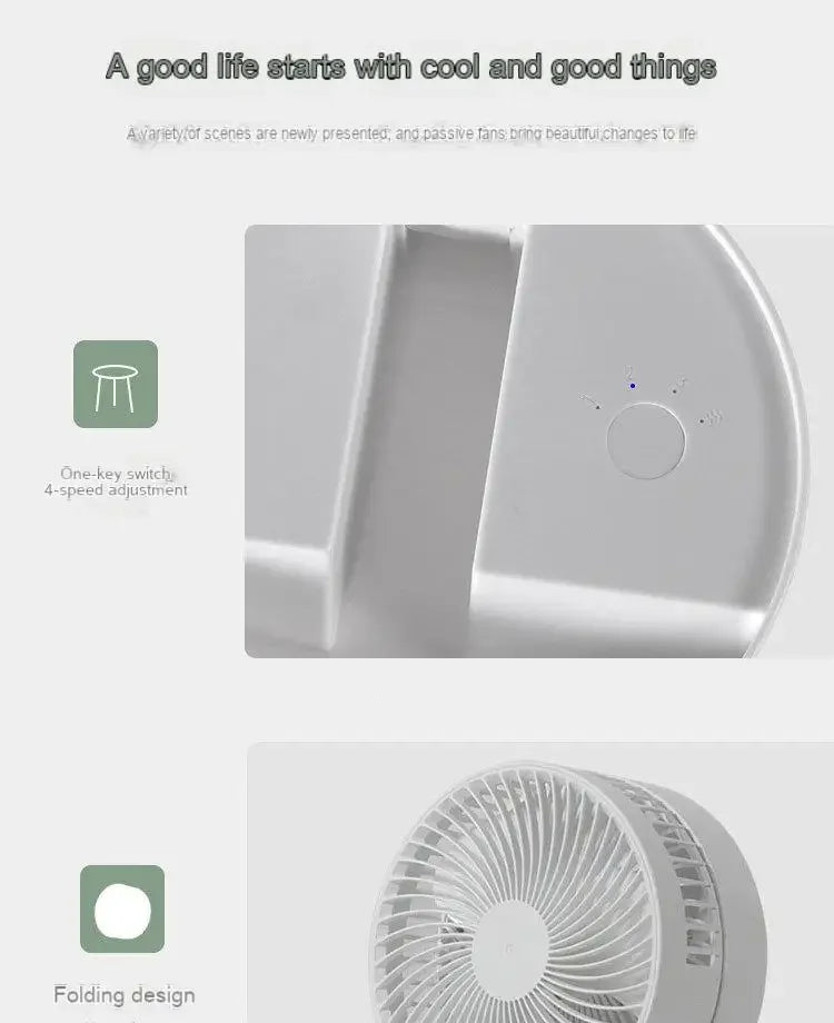 Retractable Electric Fan USB Charging Foldable Fan Portable Mini Four Speed Electric Fan Dormitory Outdoor Activity