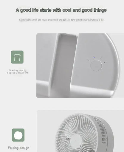 Retractable Electric Fan USB Charging Foldable Fan Portable Mini Four Speed Electric Fan Dormitory Outdoor Activity