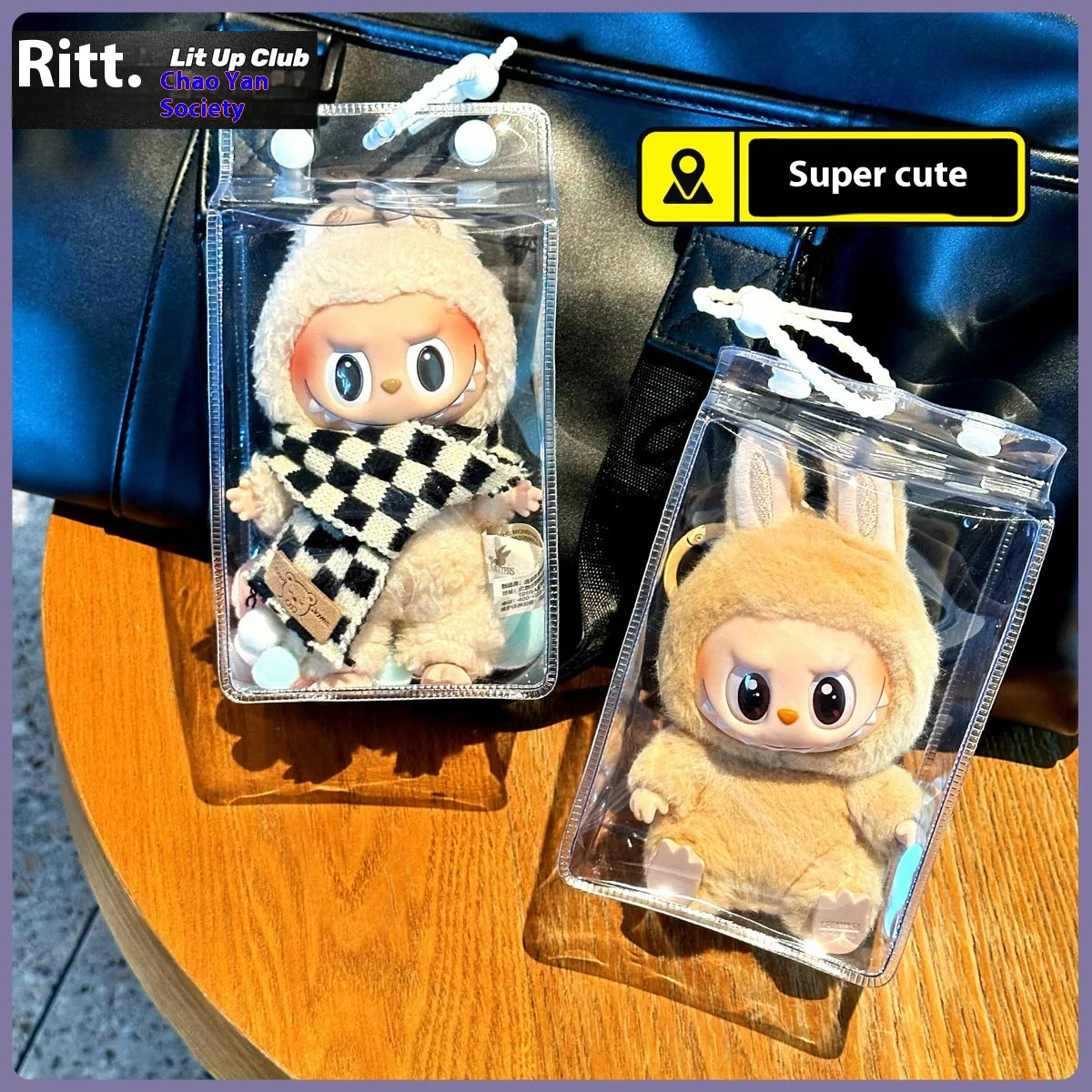 Labubu Fully Transparent Square Walking Bag Labubu Sitting Posture Protective Cover Labubu Protective Cover Display Bag Fashion