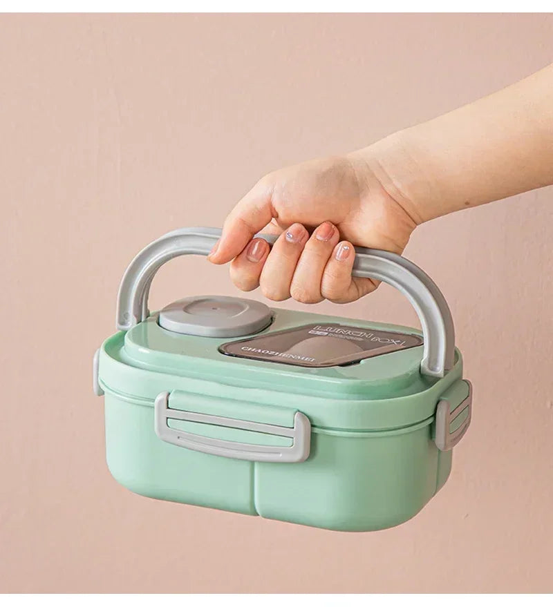 2025 Portable Lunch Box Compartment Wheat Straw Bento Carrying Handle Reusable Tableware Container Meal Snack Food Containers