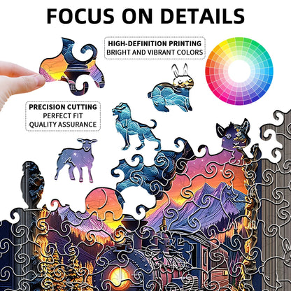 "Train Wooden Puzzle | Challenging Brain Game with Irregularly Cut Pieces • Durable Wooden Construction • Colorful Artwork & Int