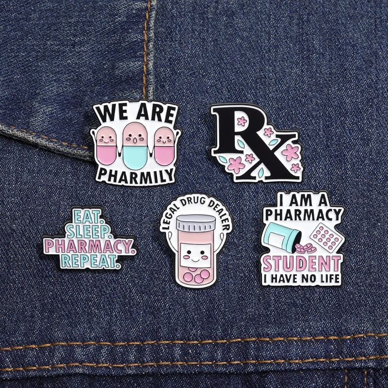 I Am Pharmacy Student Have No Life Enamel Pin Eat Sleep Pharmacy Repeat Brooch Cartoon Pills Lapel Badge Gift for Medical Friend