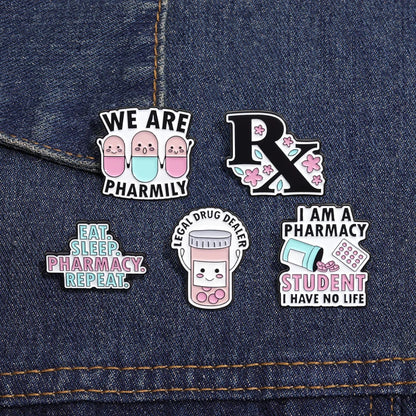 I Am Pharmacy Student Have No Life Enamel Pin Eat Sleep Pharmacy Repeat Brooch Cartoon Pills Lapel Badge Gift for Medical Friend