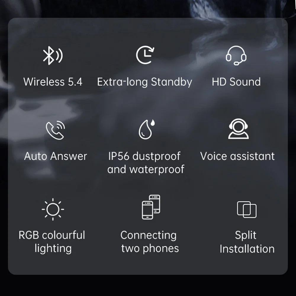 Bluetooth 5.4 Wireless Motorcycle Helmet Headset Hands-free Call Phone Motorcycle Waterproof Earphone Music Player Moto Helmet