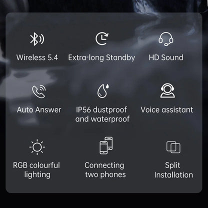 Bluetooth 5.4 Wireless Motorcycle Helmet Headset Hands-free Call Phone Motorcycle Waterproof Earphone Music Player Moto Helmet