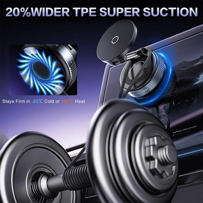 Foldable Magnetic Car Mount Mobile Phone Holder Wireless Charger Vacuum Adsorption Stand for iPhone 16 15 14 13 12 for MagSafe