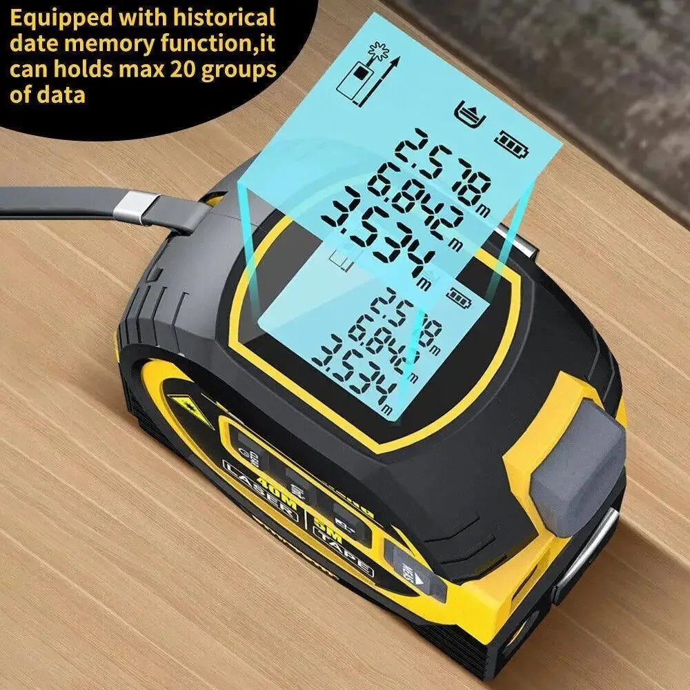 3 in1laser distance meter measuring laser tape measure with digital display 40m/60m, 5m precision measuring ruler,distance meter