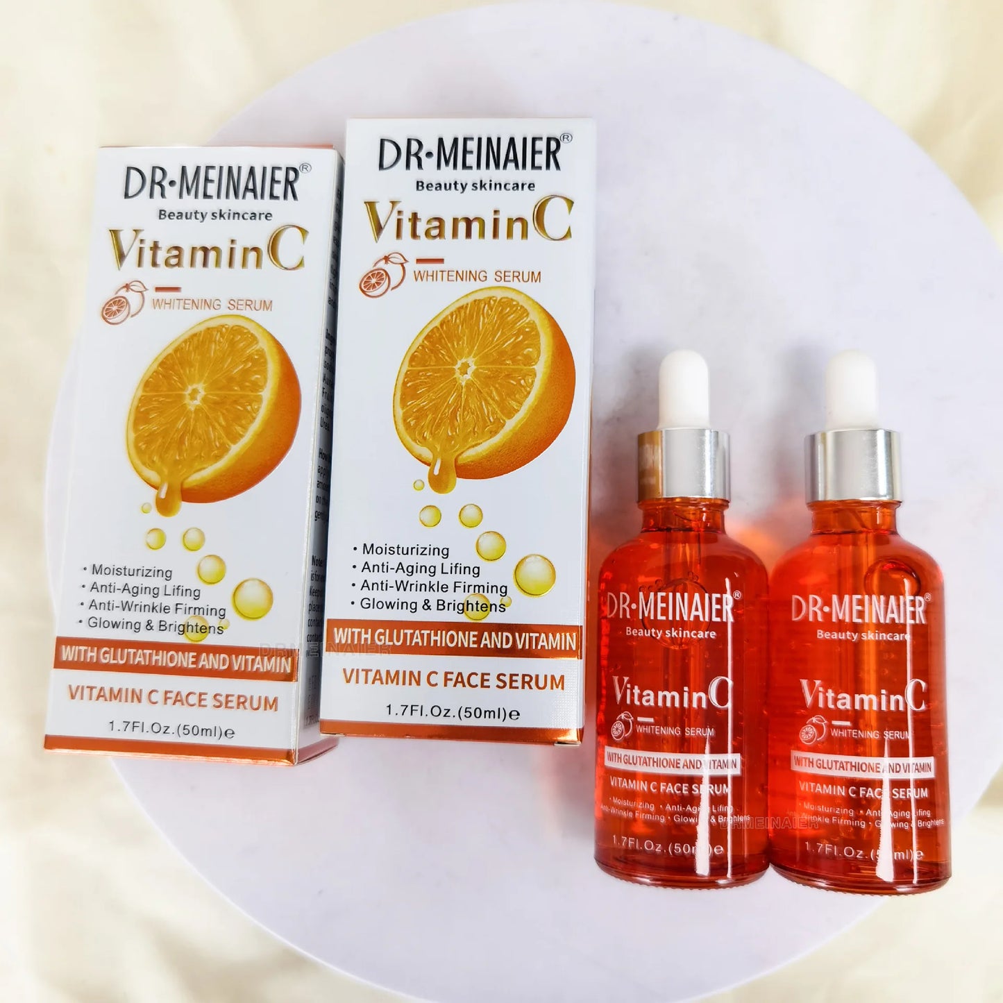 50ml*2pcs Vitamin C Face Serum, Brightens, Hydrates and Reduces Signs of Aging, with Vitamin C, Hyaluronic Acid for Glowing Skin