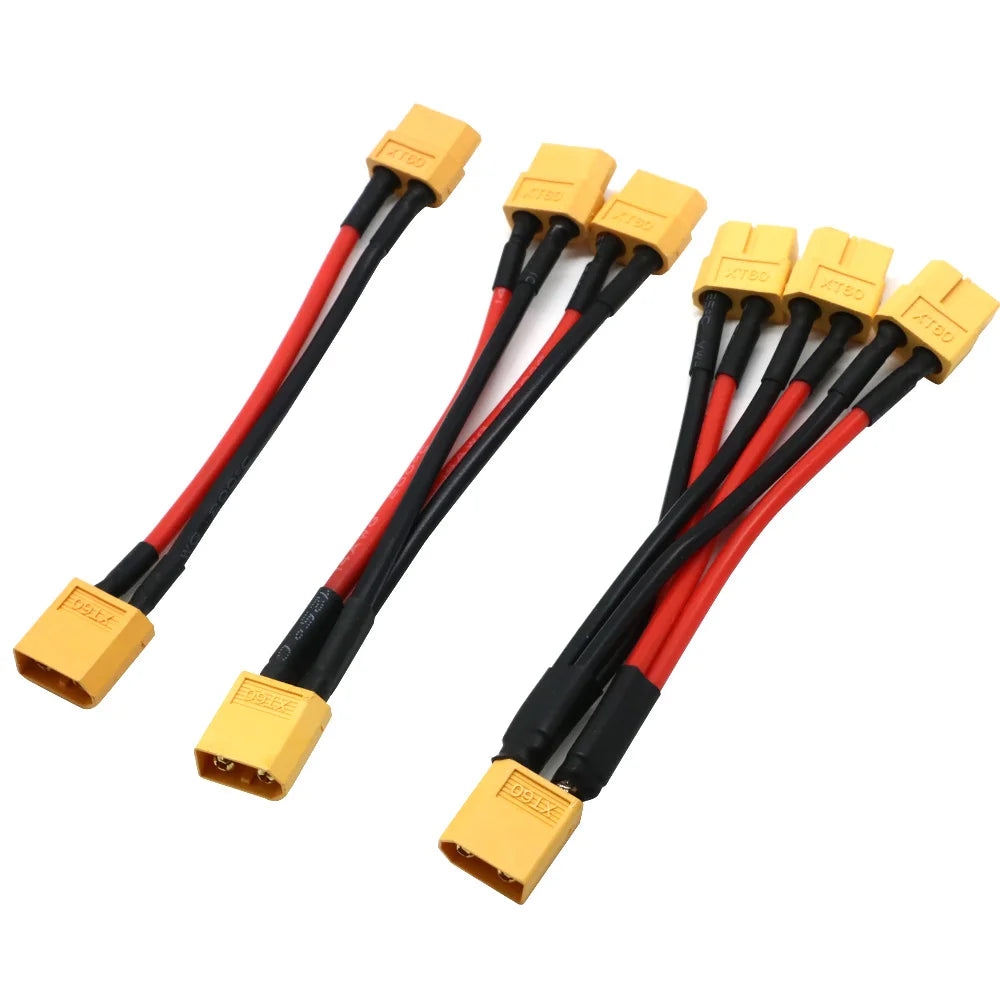 XT60 Parallel Battery Connector Male/Female Cable Dual Extension Y Splitter/ 3-Way 14AWG Silicone Wire for RC Battery Motor
