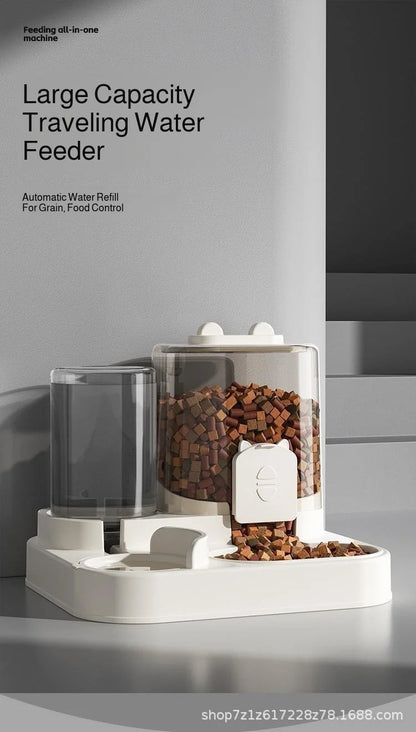 Automatic Dog Cat Feeder and Water Dispenser Gravity Food Feeder and Waterer Set with Pet Food Bowl Universal Pet Products