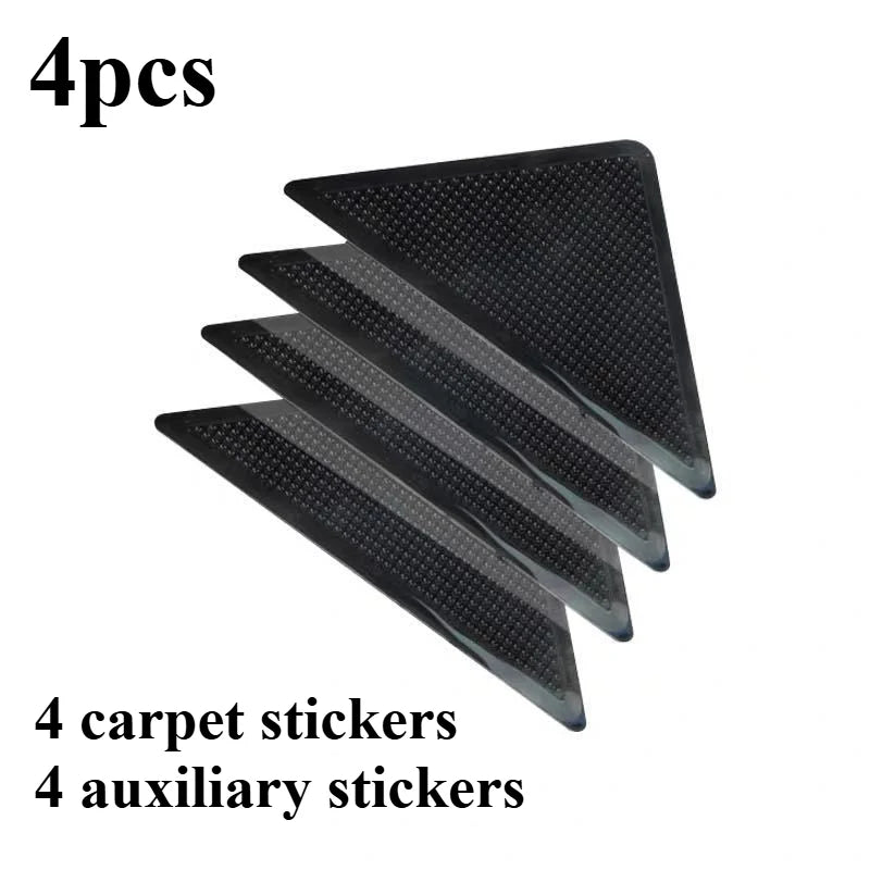 4/8pcs Triangular Carpet Anti Slip Stickers For Tile Floor Carpet Corner Pads Washable And Reusable Nano Anti Slip Fixed Pads