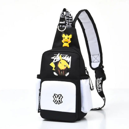 Pokemon Pikachu Casual Mobile Phone Shoulder Bag Men's Women's Style Canvas Youth Athleisure Backpack