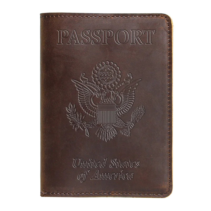 Genuine Leather Passport Cover USA Travel Accessories Menassport Holder America Passport Pouch