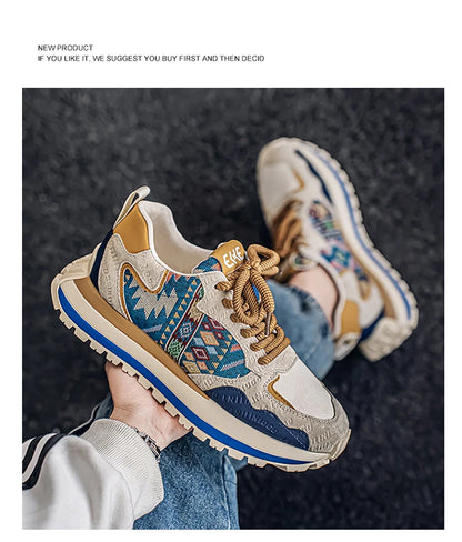 2025 Trend Print Mens Fashion Shoes Design Chunky Men Casual Sneaker Breathable Platform Sneakers Male Running Jogging Shoes