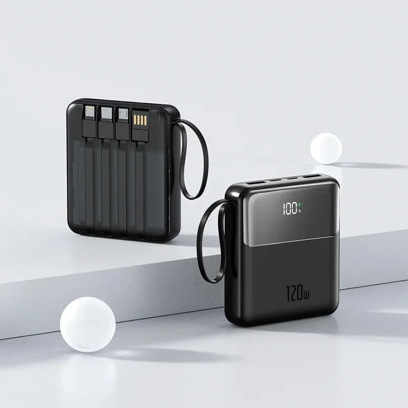 A Brand-new 120W Three-in-one 20,000mah Super Fast Power Bank with Large Capacity, Built-in Cable and Digital Display Powerbank