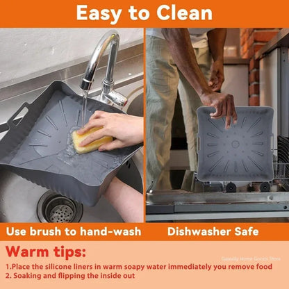 9" Silicone Air Fryer Liners for Cosori/Ninja 6-8QT - 23cm Square Reusable Baking Tray Oil-Free & Dishwasher-Safe