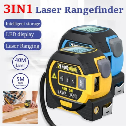 Laser Tape Measure 3In1 Digital Tape Measure 40/60M High Infrared Precision Rangefinder Steel Measuring with Large Display Tool