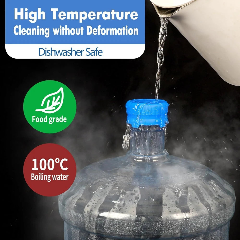 1/2pcs 3&5 Gallon Water Jug Lids Replacement Water Jug Caps, ReusableSilicone Leak Proof Jug Lid For 55mm Bottles