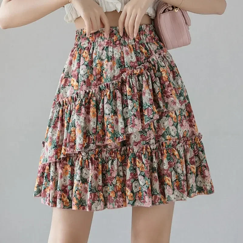 Skirts for Women Pleat Chiffon Womens Skirt Dots Clothing Mini Pleated Ruffle Short White Modest Aesthetic Harajuku A Line Cheap