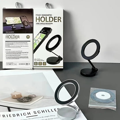 Magnetic Phone Holder Stand for Car with 360° Rotation Foldable Dashboard Mount Compatible with All Smartphones Up To 7 Inches