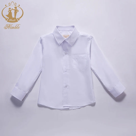 Baby white shirt 2025 Spring Autumn New Formal Long Sleeve blouse for Boys Turn Down Collar Blouse Coat Teenage Tops 3M-7 Years