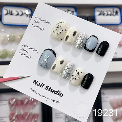 10Pcs Short Press On Nails y2k Star Rhinestone Design Handmade Press On nails Luxury With Design Full Cover Removable Fake Nails