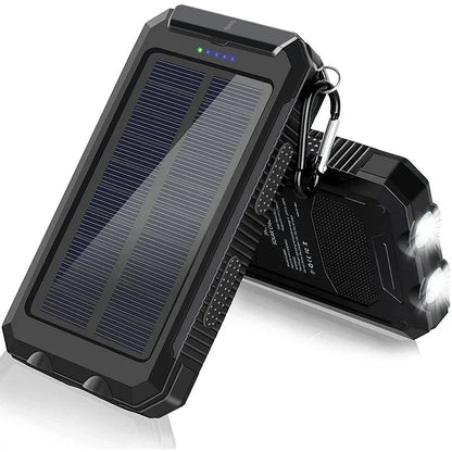 200000mAh Large Capacity Solar Power Bank Portable Outdoor Charger PowerBank External Waterproof Battery Charging with LED Light
