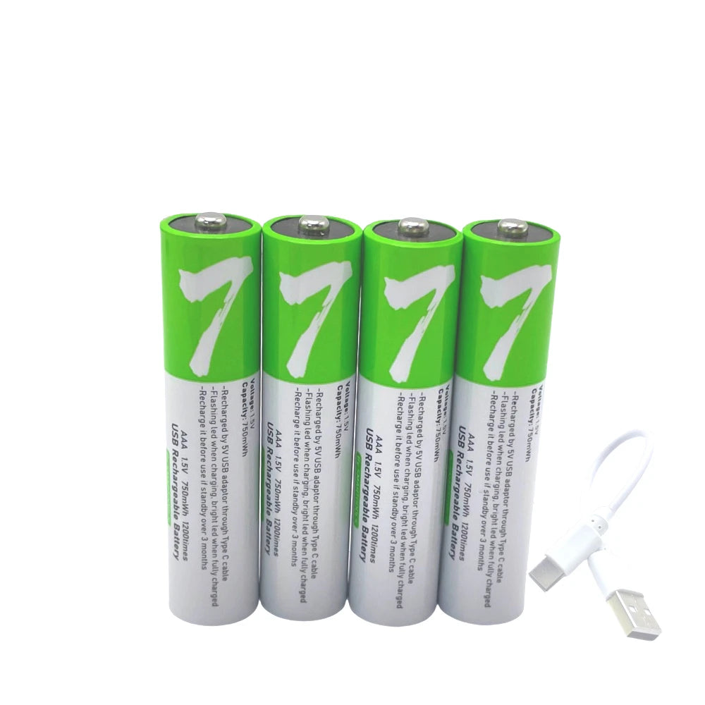 Aaa Rechargeable Battery High Capacity 1.5 V Suitable for Remote Control/Toys/Mouse, Fast C Fast Charging, 1.5 V, Remote Control, Mouse, Electric Toy Battery + C Cable, Recyclable 2000 Times + Extra Long Battery