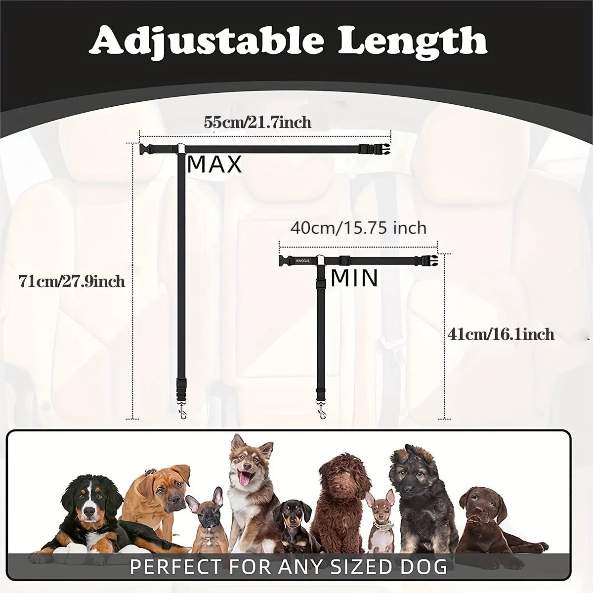 Nylon Two-in-one Dog Car Seat Belt Adjustable Dog Harness Collar Pet Accessories Dog Lead Leash Backseat Safety Belt Solid Color