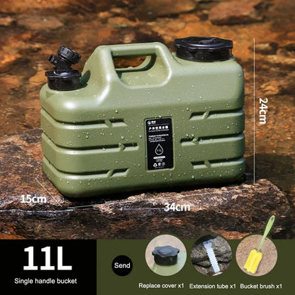 11L Water Bucket Large Capacity Portable Drinking Water Canister with Detachable Faucet No Leakage for Outdoor Travel Driving