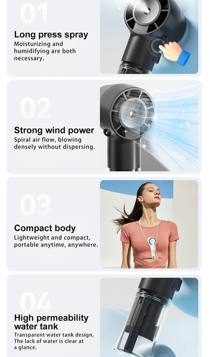 Mini Handheld Fan Portable Misting Fans Adjustable Handheld Fan for Commuters Water Humidifier Cooling Gadget