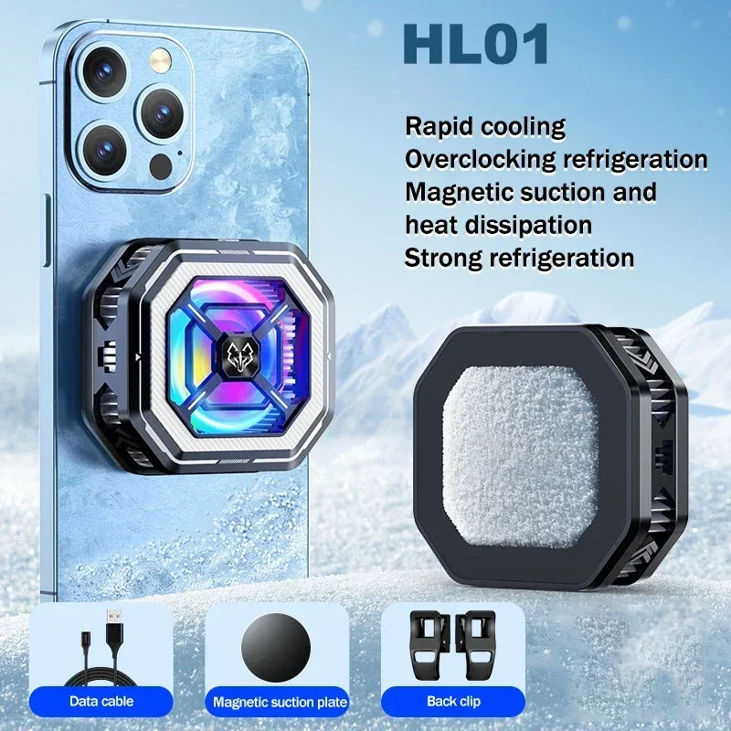 Semiconductor Phone Cooler with Freezing Capability, Magnetic & Clip-on Cooling Fan, For iPhone & Android Phones