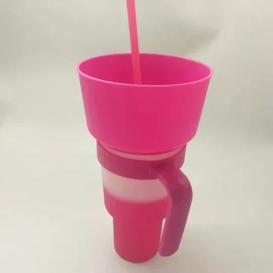 900-1000ml Large Capacity Beverage Popcorn Integrated Multifunctional Straw Cup Bowl Creative Snack Drinks Cup