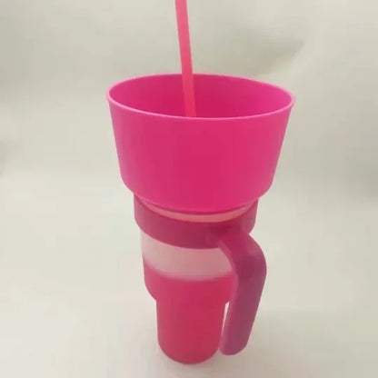 900-1000ml Large Capacity Beverage Popcorn Integrated Multifunctional Straw Cup Bowl Creative Snack Drinks Cup