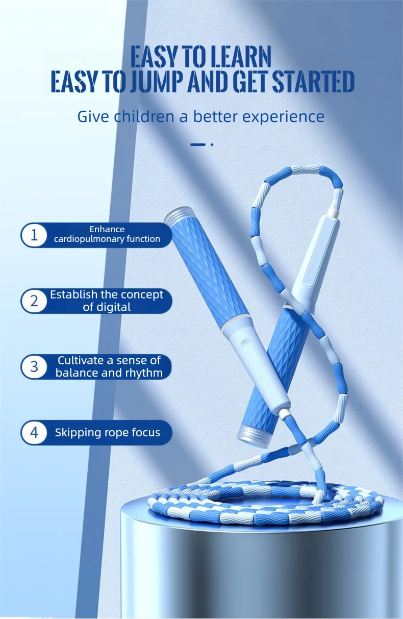 Exam Prep Student Jump Rope – Bamboo Soft Beads Anti-Tangle Design, Ergonomic No-Knot Rope for School Entrance Tests