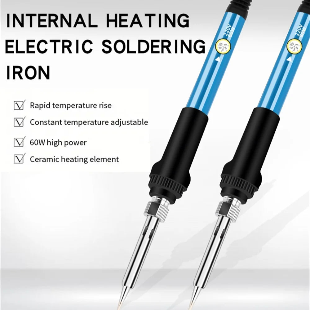 60W Electric Soldering Iron Replaceable Soldering Iron Adjustable Temperature  Head Soldering Iron Pen Welding Kit
