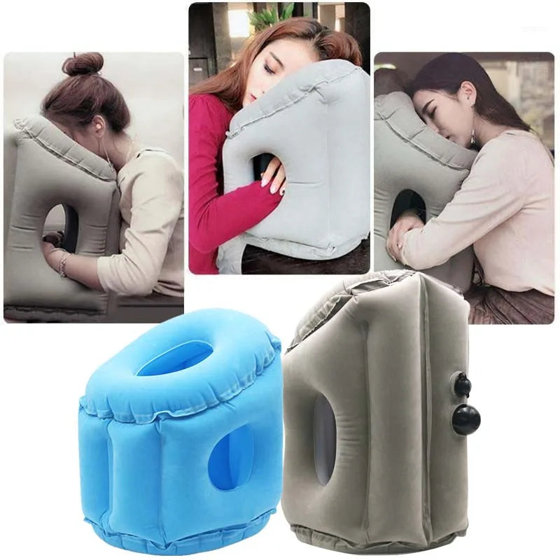 Inflatable Travel Pillow Multifunctional Neck and Head Support for Airplanes Trains Buses Office Naps Lunch Rest Sleeping