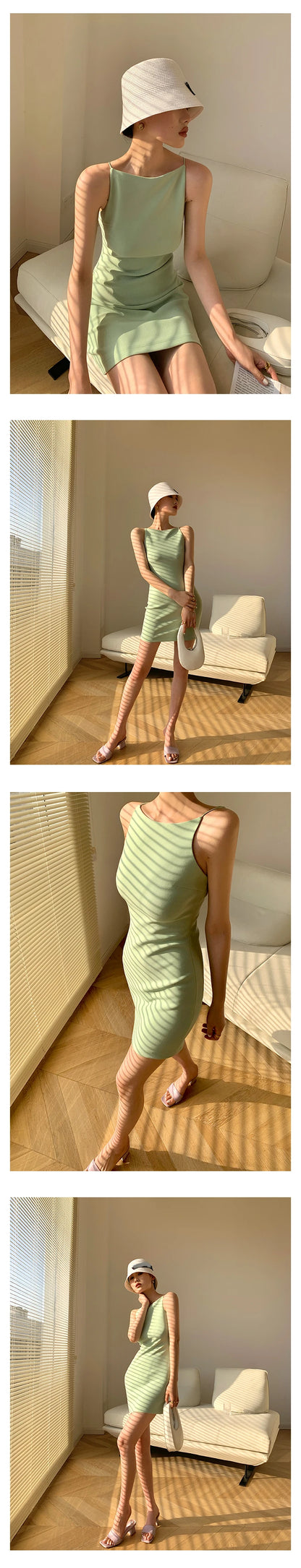 Jielur Summer Women New Spaghetti Strap Elegant Party Mini Dress Female Fashion Sexy Ladies Sleeveless Clothes