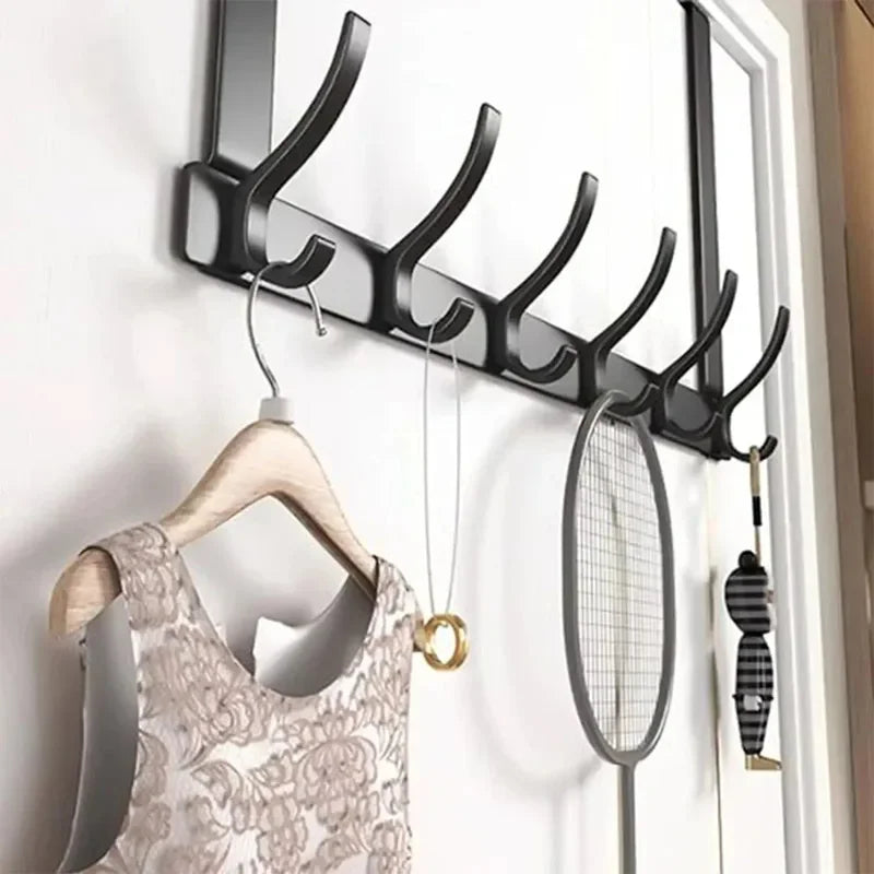 Hooks Over The Door 5-8 Hooks Clothes Coat Hat Towel Hanger Home Bathroom Organizer Rack Kitchen Accessories Holder