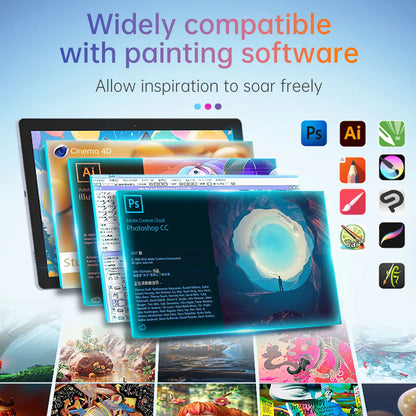 BOSTO BT-101A Portable Graphics Drawing Tablet 10.1 Inch IPS Screen Display with Finger Touch Anti-glare 16384 Pressure Level