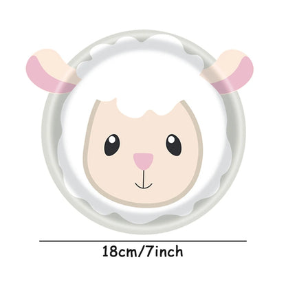 10Pcs 7inch Farm Animal Party Utensils Dining Plate Cow Sheep Pig Chicken Animal Farm Party Supplies